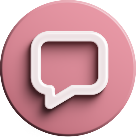 Pink round 3D comment icon