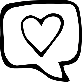 love heart, speech bubble, dialog box icon on white background. 
doodle style, post on social networks